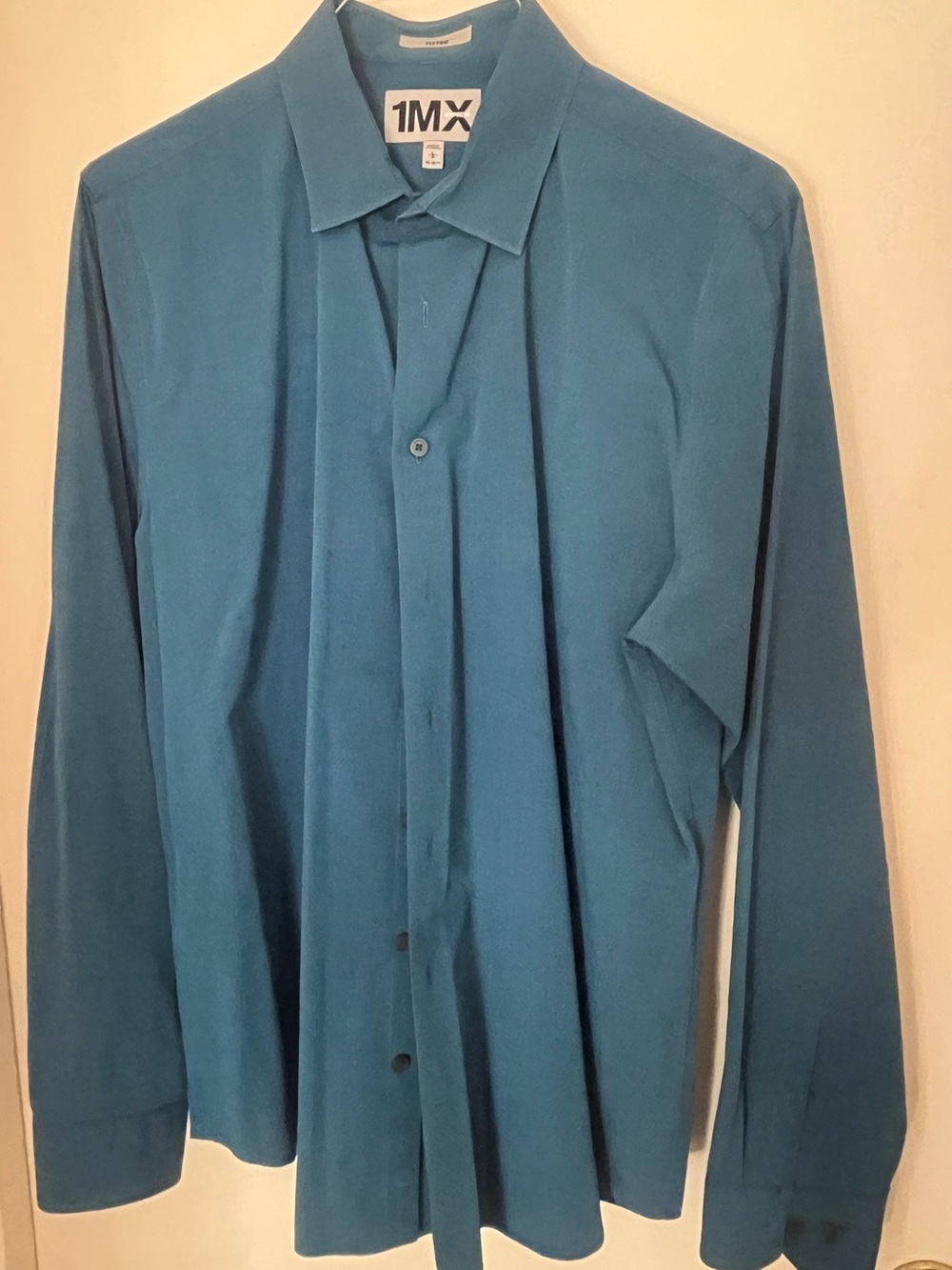 Express Men's Teal-Blue Long Sleeve Dress Shirt